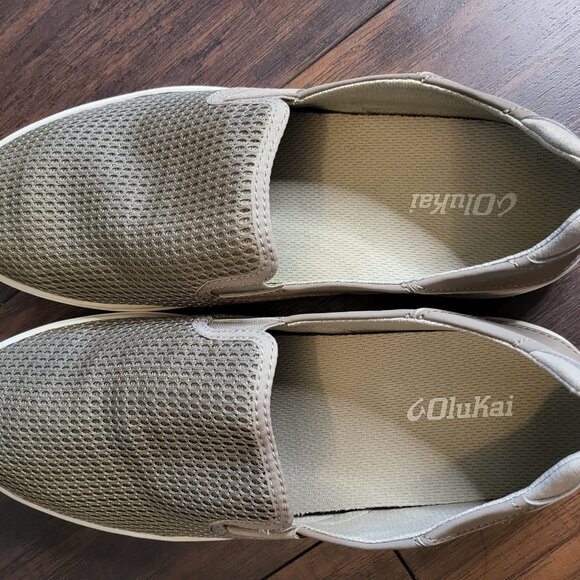 Olukai Lae'Ahi Slip On Sneakers Mens 11 Casual Comfort Clay Brown Gray Leather - Picture 6 of 9